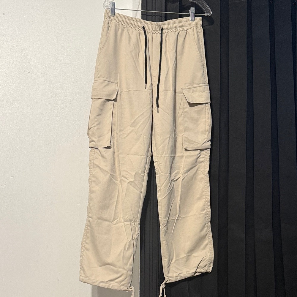 Men's Beige Cargo Pants with Pockets